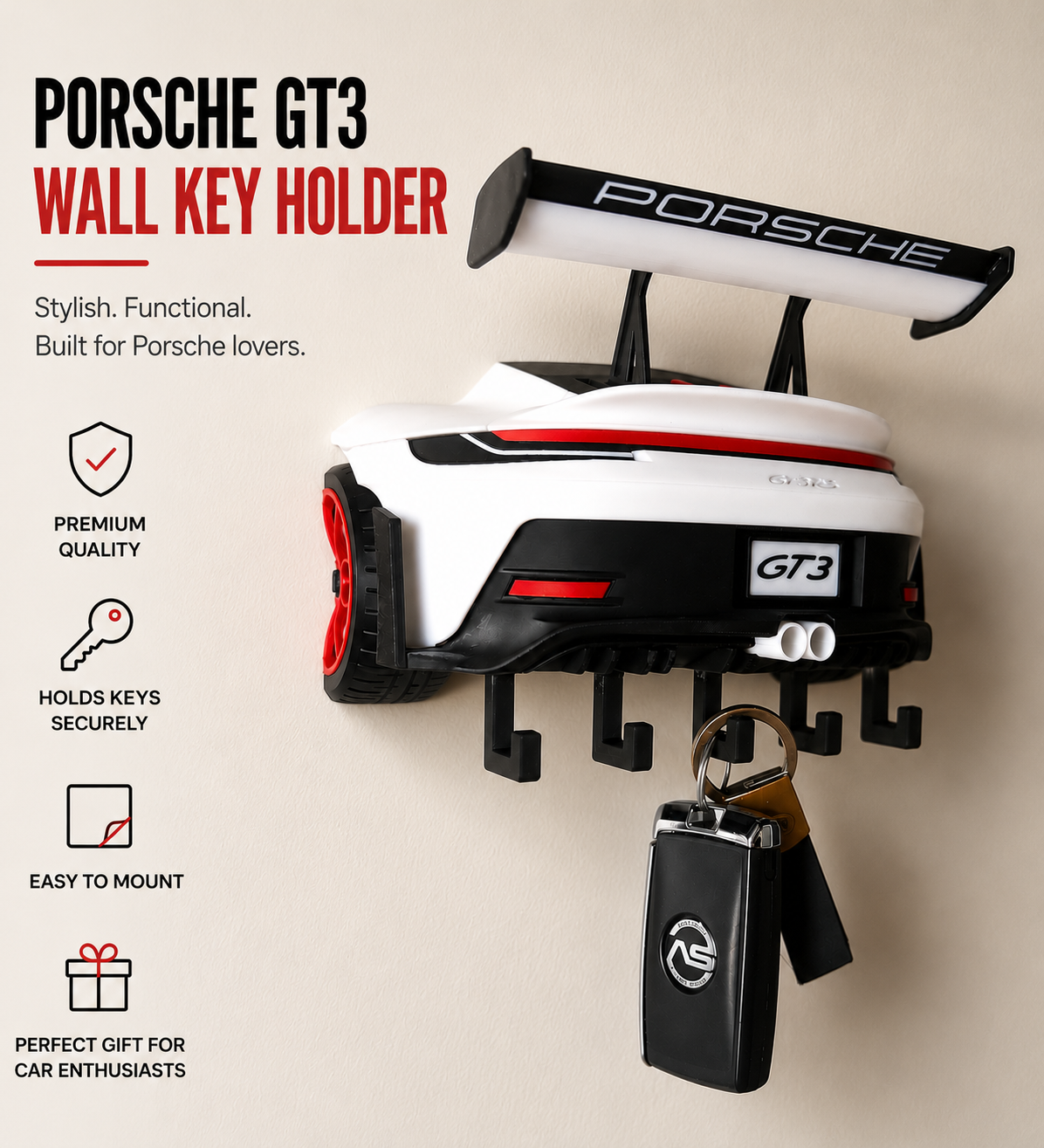 🎁 Custom Porsche GT3 Key Holder, Perfect for a gift!